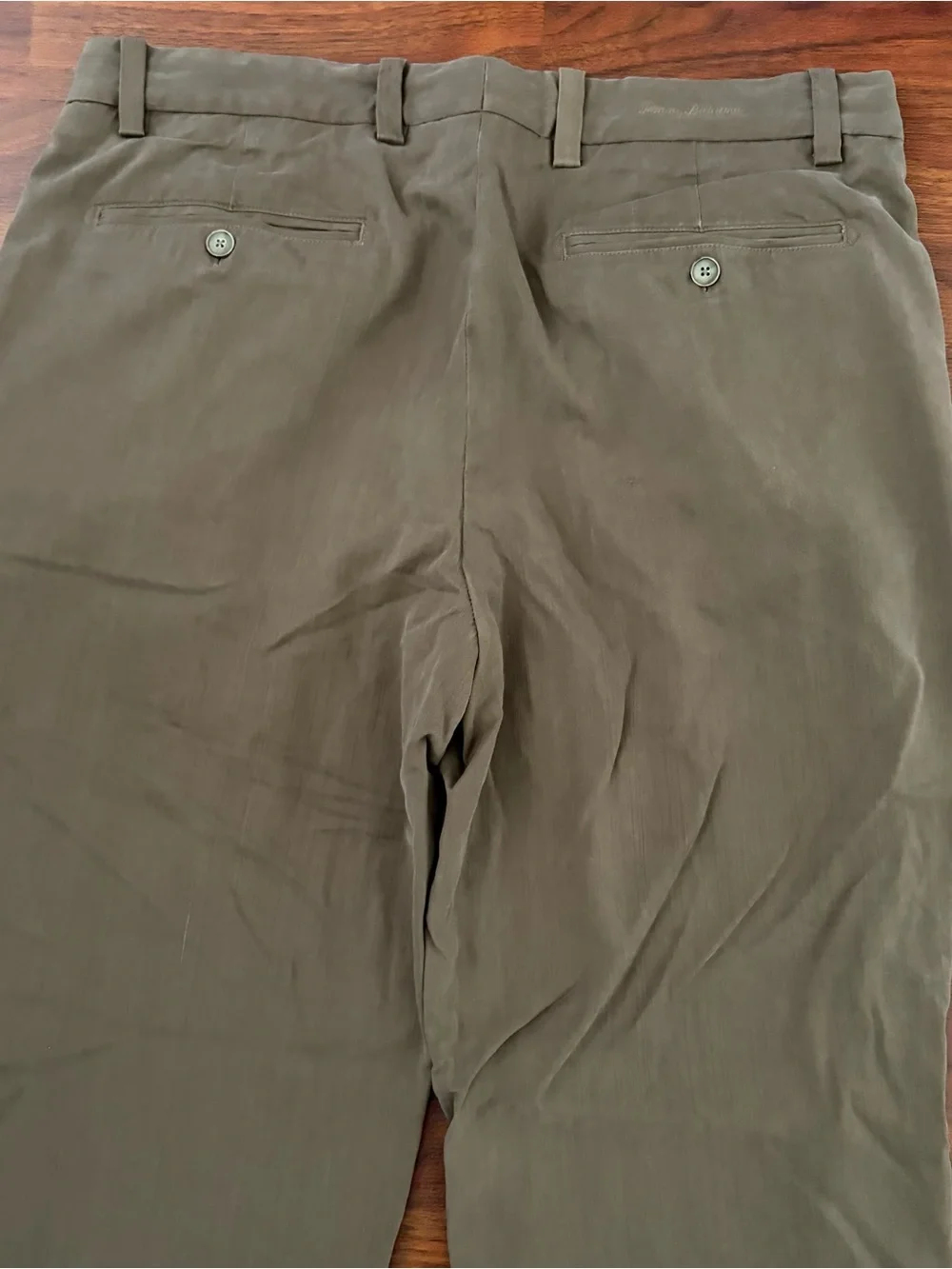 Tommy Bahama Silk Bamboo Pants Mens 35x28 Taupe Pleated Front Slacks Trousers